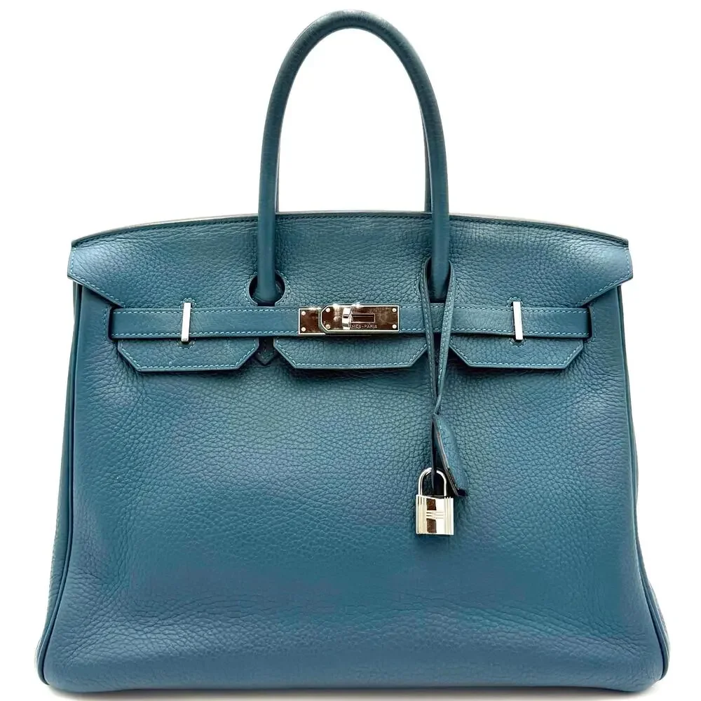 Birkin 35 Clemence Leather in Colvert With Palladium Hardware